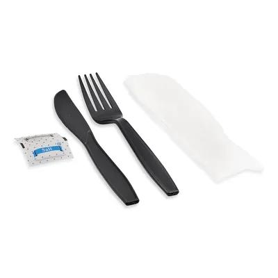 Victoria Bay 5PC Cutlery Kit PS Black With White Napkin,Fork,Knife,Salt & Pepper 250/Case