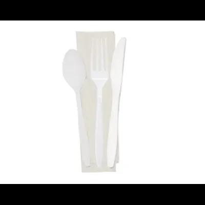 Victoria Bay 4PC Cutlery Kit PP White Medium Weight With Napkin,Fork,Knife,Teaspoon 500/Case