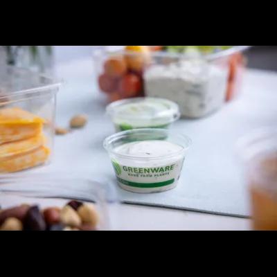 Greenware® Souffle & Portion Cup 2 OZ PLA Clear Stock Print Round 2000/Case