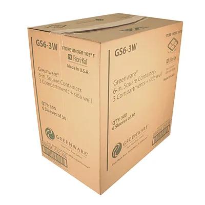 Greenware® Deli Container Base 24 OZ 3 Compartment PLA Clear Square 300/Case
