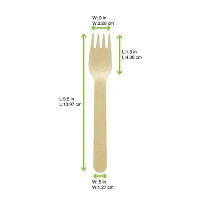 Fork Small (SM) 5.5 IN Wood Natural Unwrapped 100 Count/Pack 20 Packs/Case 2000 Count/Case