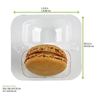 Macaron Container Insert 2 CT 2.5X2.6X1 IN Plastic Clear Clip 50 Count/Pack 5 Packs/Case 250 Count/Case