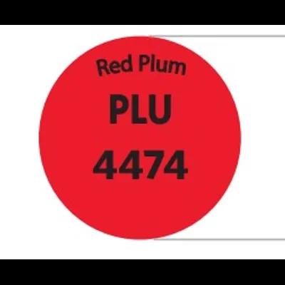 Red Plum PLU#4474 Label 1.5 IN Red Black Round 500/Roll