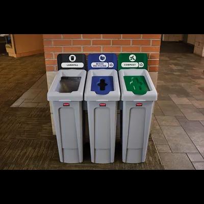 Slim Jim® Mixed Recycling 1-Stream Recycling Bin 15.25X12X40.25 IN 23 GAL Blue Resin With Hinged Lid 1/Each
