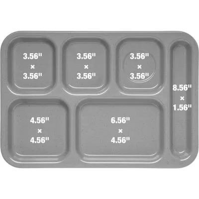 Cafeteria Tray 14.37X10 IN 6 Compartment PP Green 24/Case