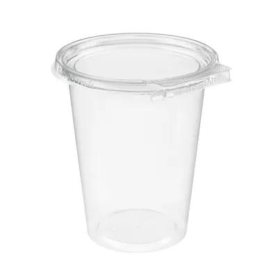 Safe-T-Fresh® Deli Container Hinged With Flat Lid 32 OZ RPET Clear Round 240/Case