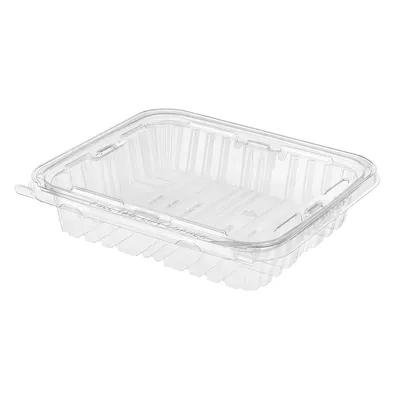 Safe-T-Fresh® Deli Container Hinged With Flat Lid 35 OZ RPET Clear Rectangle 150/Case