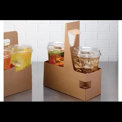 Cup Carrier 8X3.62X10.12 IN 2 Compartment Paperboard Kraft For 12-30 OZ With Handle Reusable 250/Case