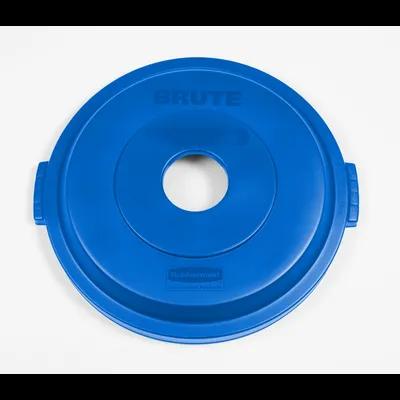 Brute® Cans & Bottles Flat Recycling Bin Lid 22.25X22.25X3.13 IN 32 GAL Blue Round Resin 1/Each