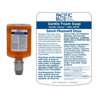 Pacific Blue Ultra™ Hand Soap Foam 1200 mL Pacific Citrus Orange Manual Gentle Over the Counter (OTC) Indicator 4/Case