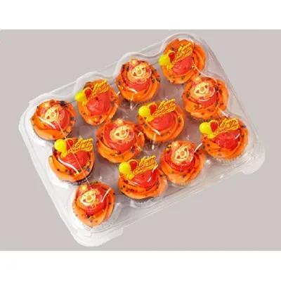 Cupcake Hinged Container With Dome Lid 9.63X6.88X3.7 IN 12 Compartment PET Clear Rectangle 100/Case