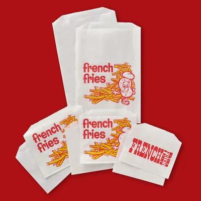 French Fry Bag 5.5X1X8 IN Bleached Kraft Paper White French Fries Gusset 5000/Case