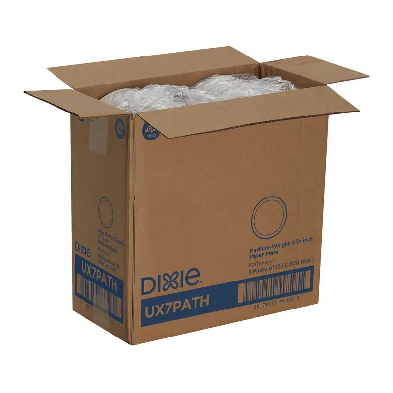 Dixie® Plate 7 IN Paper White Green Pathways Medium Weight 1000/Case