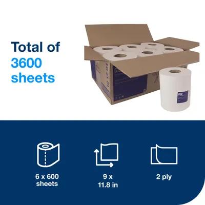 Tork Basic Roll Paper Towel M2 11.8X9 IN 590 FT 2PLY White Centerfeed Refill 600 Sheets/Roll 6 Rolls/Case