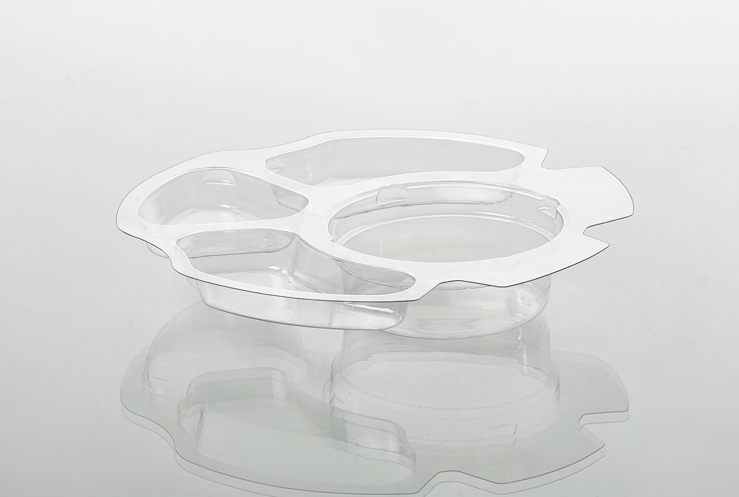Salad Bowl Insert 6.37X1.13 IN 4 Compartment PET Clear Round 440/Case