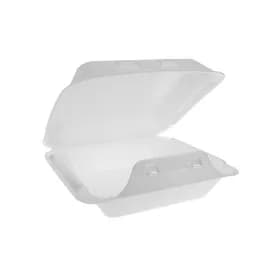 SmartLock® Take-Out Container Hinged With Dome Lid 8X8.5X3 IN Polystyrene Foam White Square 150/Case