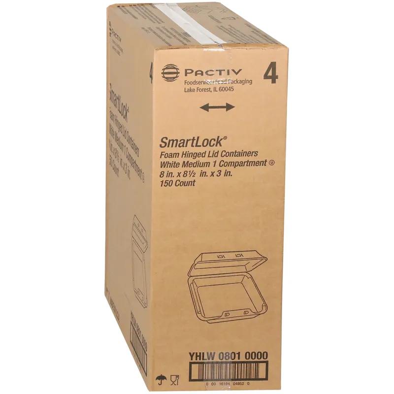 SmartLock® Take-Out Container Hinged With Dome Lid 8X8.5X3 IN Polystyrene Foam White Square 150/Case