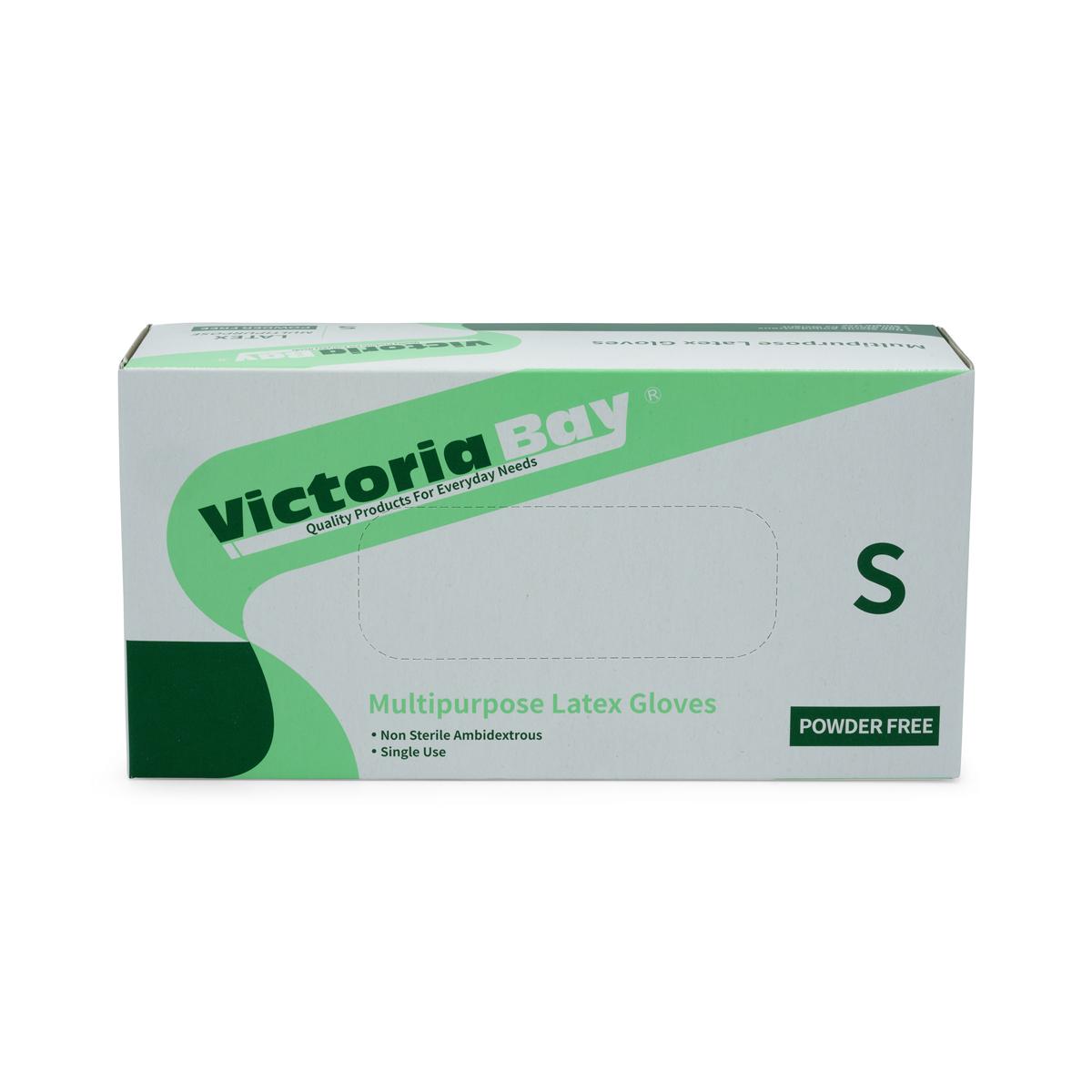 Victoria Bay General Purpose Gloves Small (SM) Ivory Latex Disposable Powder-Free 100 Count/Pack 10 Packs/Case