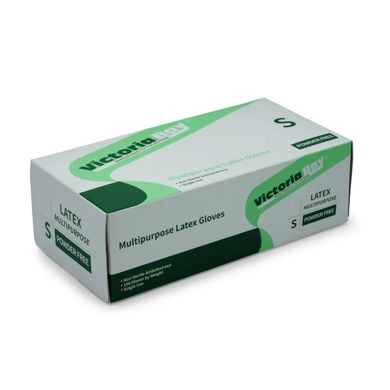 Victoria Bay General Purpose Gloves Small (SM) Ivory Latex Disposable Powder-Free 100 Count/Pack 10 Packs/Case