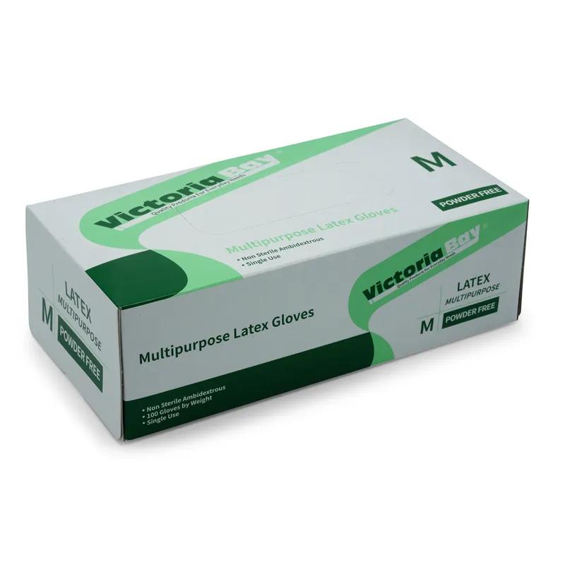 Victoria Bay General Purpose Gloves Medium (MED) Ivory Latex Disposable Powder-Free 100 Count/Pack 10 Packs/Case