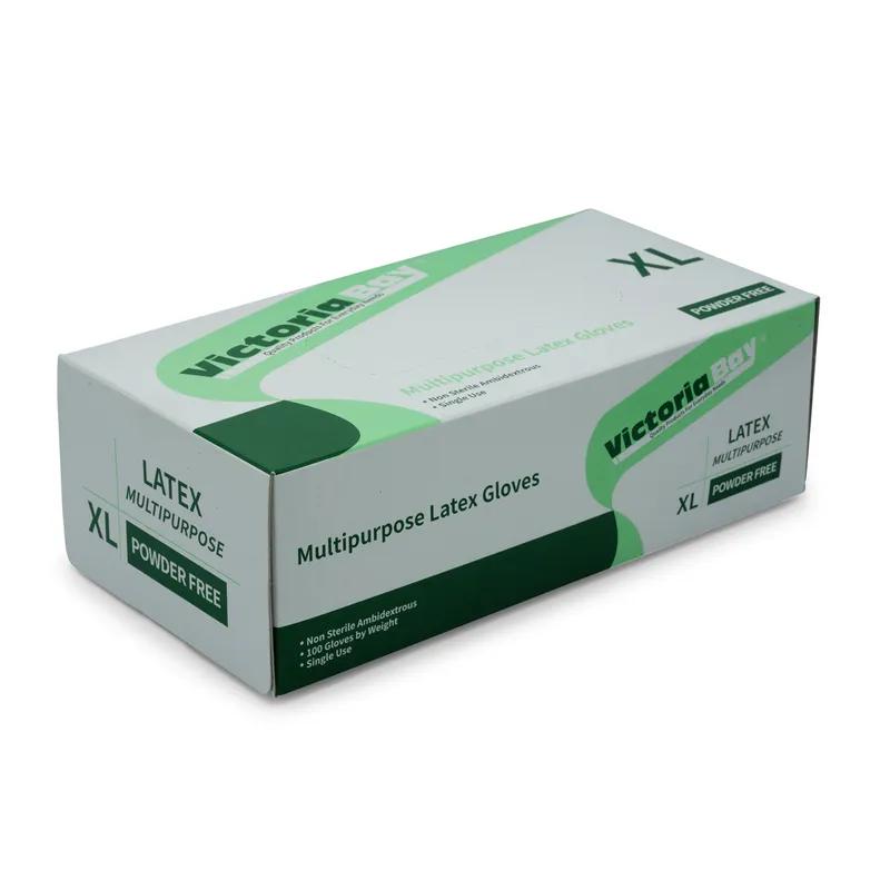 Victoria Bay General Purpose Gloves XL Ivory Latex Disposable Powder-Free 100 Count/Pack 10 Packs/Case 1000 Count/Case