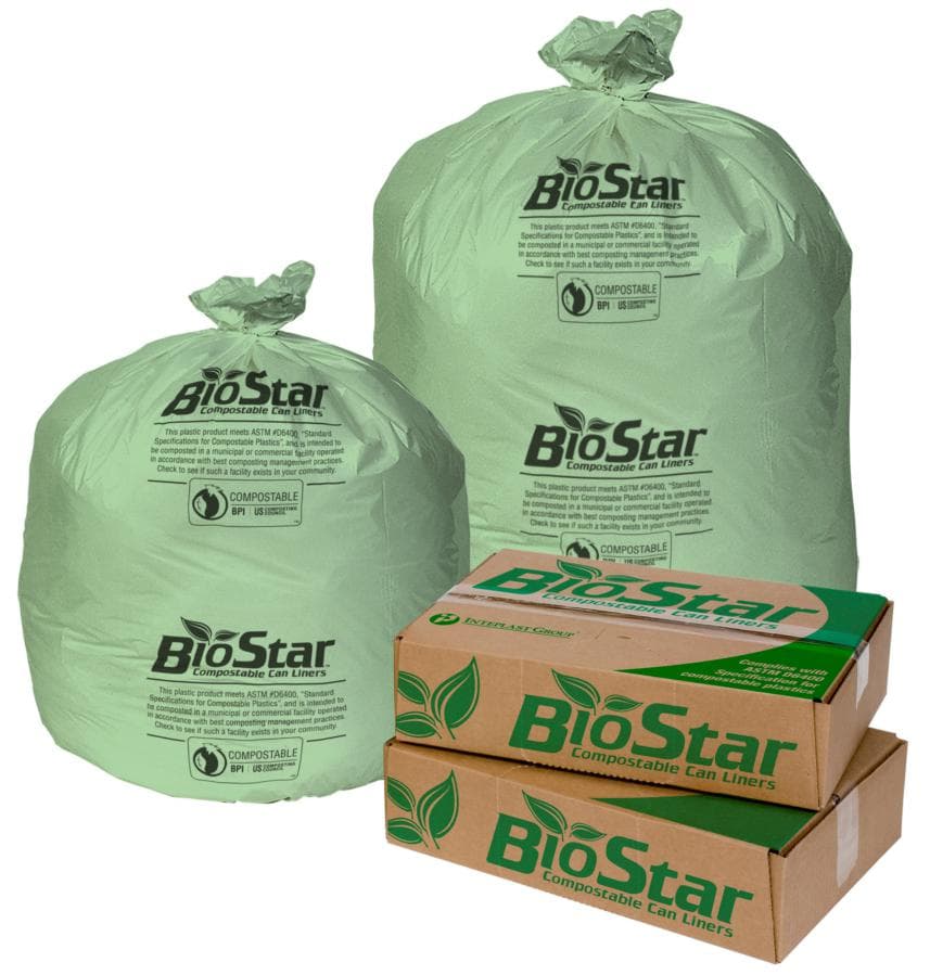 BioStar Compostable Liner 33X39 IN 33 GAL Green Plastic 1.0MIL Extra Heavy 10 Count/Roll 10 Rolls/Case