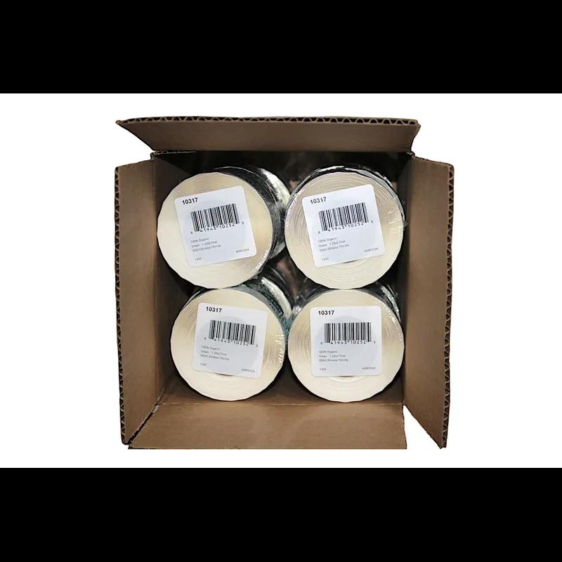 100% Organic Produce Label 1.25X2 IN Green Oval 500 Count/Roll 20 Rolls/Case 10000 Count/Case