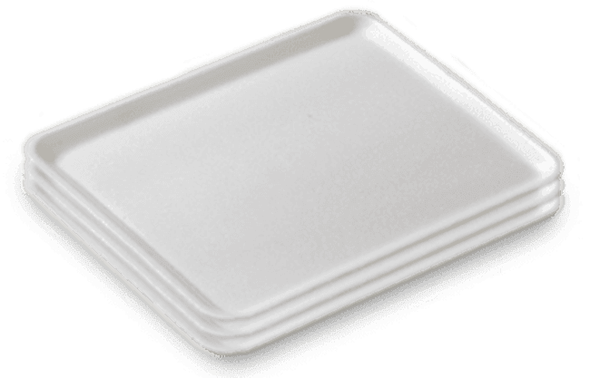 25D Meat Tray 14X8.6X1.6 IN Polystyrene Foam White Heavy 150/Case
