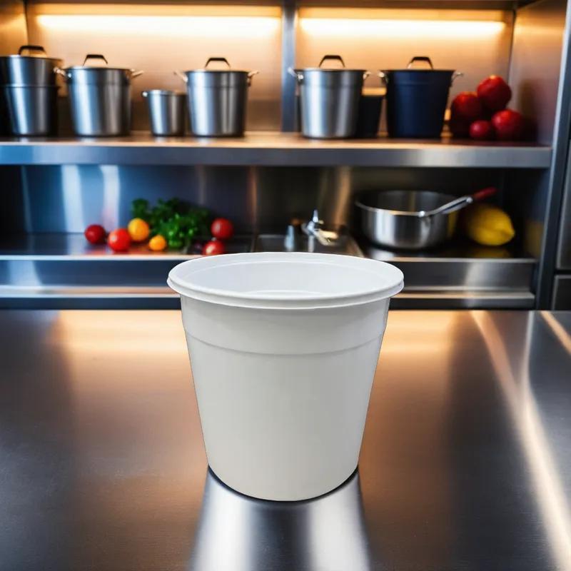 Bucket & Tub Base 168 OZ HDPE White Round 100/Case