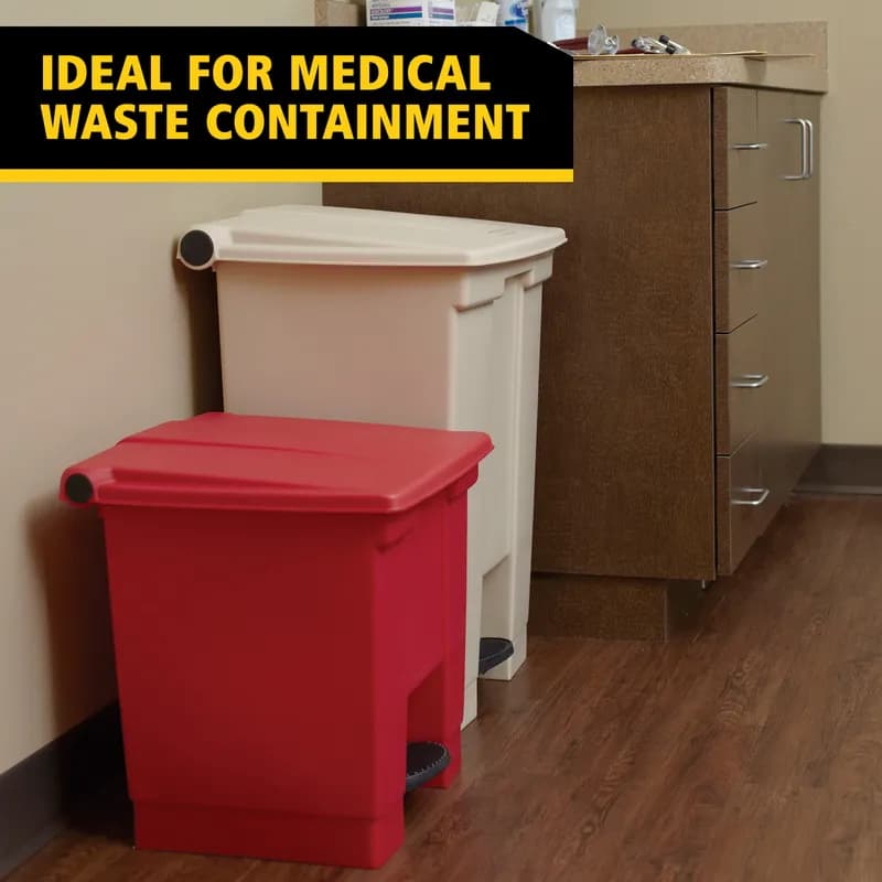 Trash 1-Stream Trash Can 16.1X19.8X32.7 IN Beige Resin Step-On 1/Each
