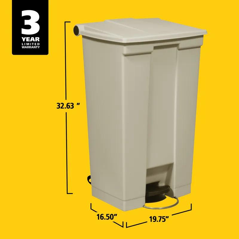 Trash 1-Stream Trash Can 16.1X19.8X32.7 IN Beige Resin Step-On 1/Each