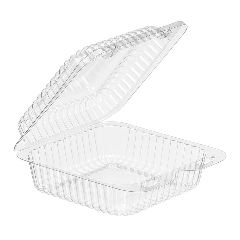 Essentials Take-Out Container Hinged With Dome Lid 5.25X5.625X2.125 IN RPET Clear Square 500/Case