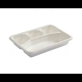 Take-Out Container Base 10.75X8 IN 4 Compartment Sugarcane White Rectangle 200/Case