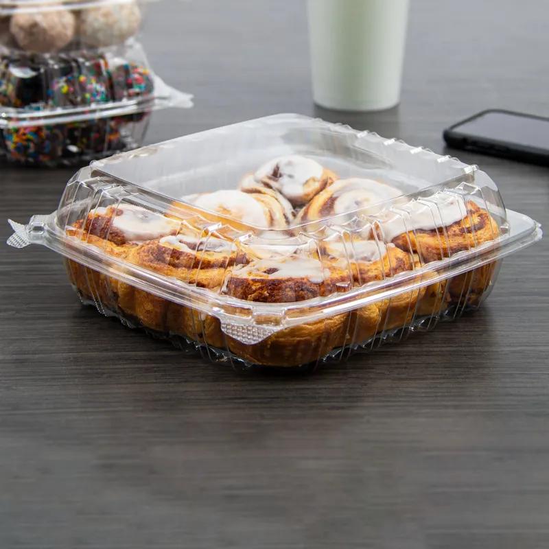 Dart® ClearSeal® Cold Take-Out Container Hinged Large (LG) 8.825X9.3X3 IN PET Clear Square 100 Count/Pack 2 Packs/Case