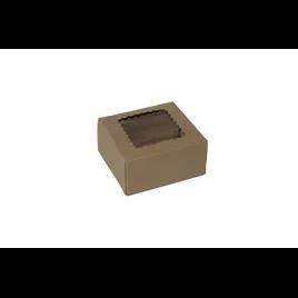 Bakery Box 6X6X3 IN Paperboard Kraft 6 Corner 1-Piece Automatic With Window 200/Case