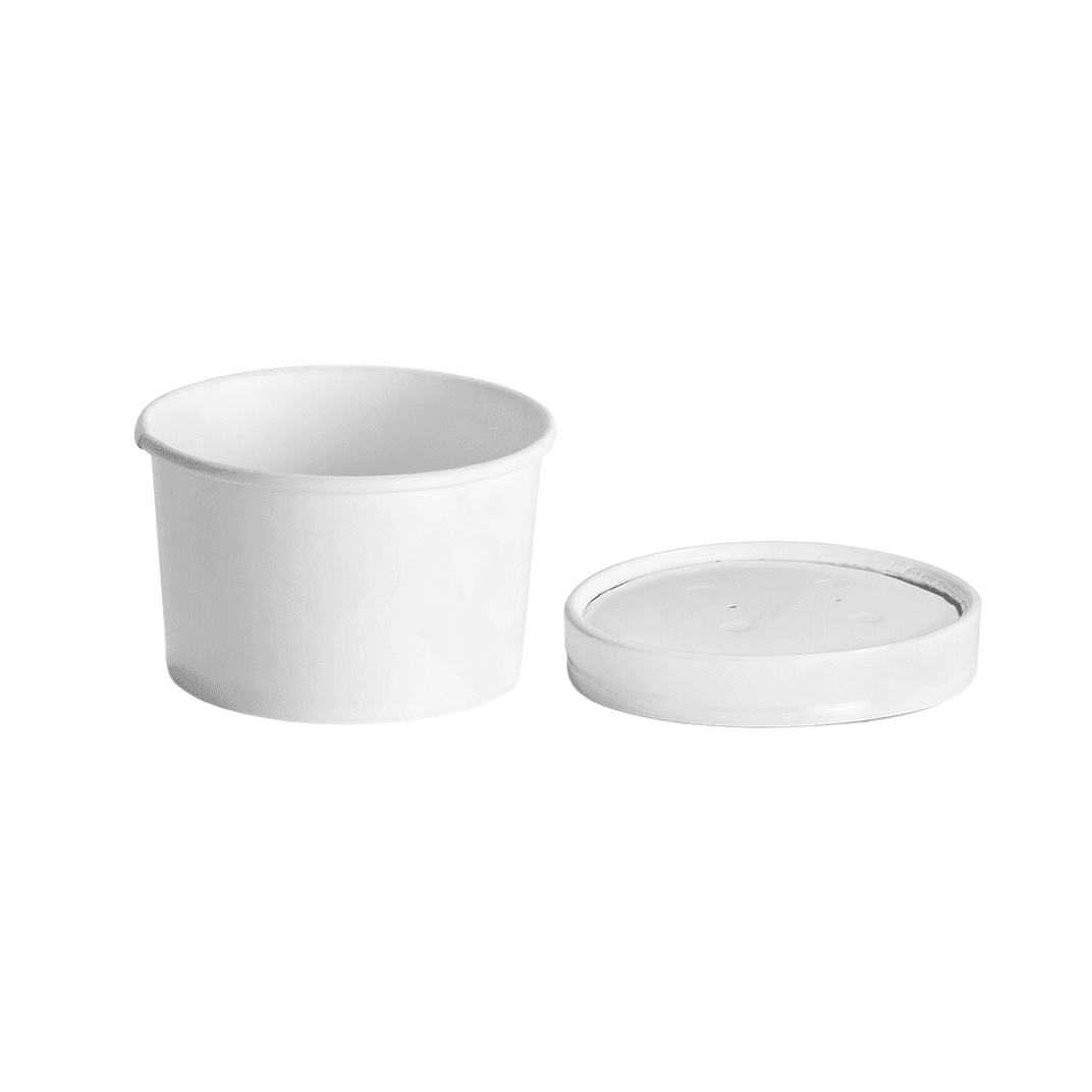 Victoria Bay Food Container Base & Lid Combo With Flat Lid 8-10 OZ Paperboard White Round 250/Case
