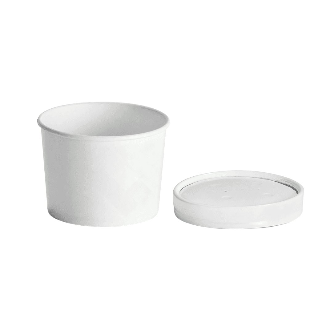Victoria Bay Food Container Base & Lid Combo 12 OZ Paperboard White Round Vented 250/Case