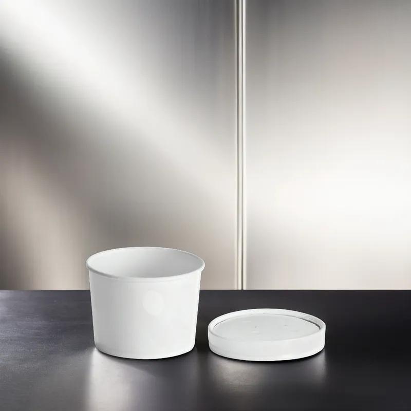 Victoria Bay Food Container Base & Lid Combo 12 OZ Paperboard White Round Vented 250/Case