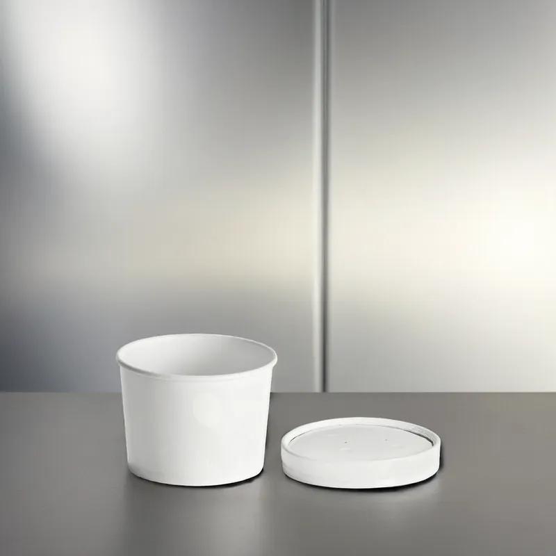 Victoria Bay Food Container Base & Lid Combo 12 OZ Paperboard White Round Vented 250/Case