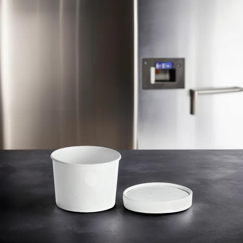 Victoria Bay Food Container Base & Lid Combo 12 OZ Paperboard White Round Vented 250/Case