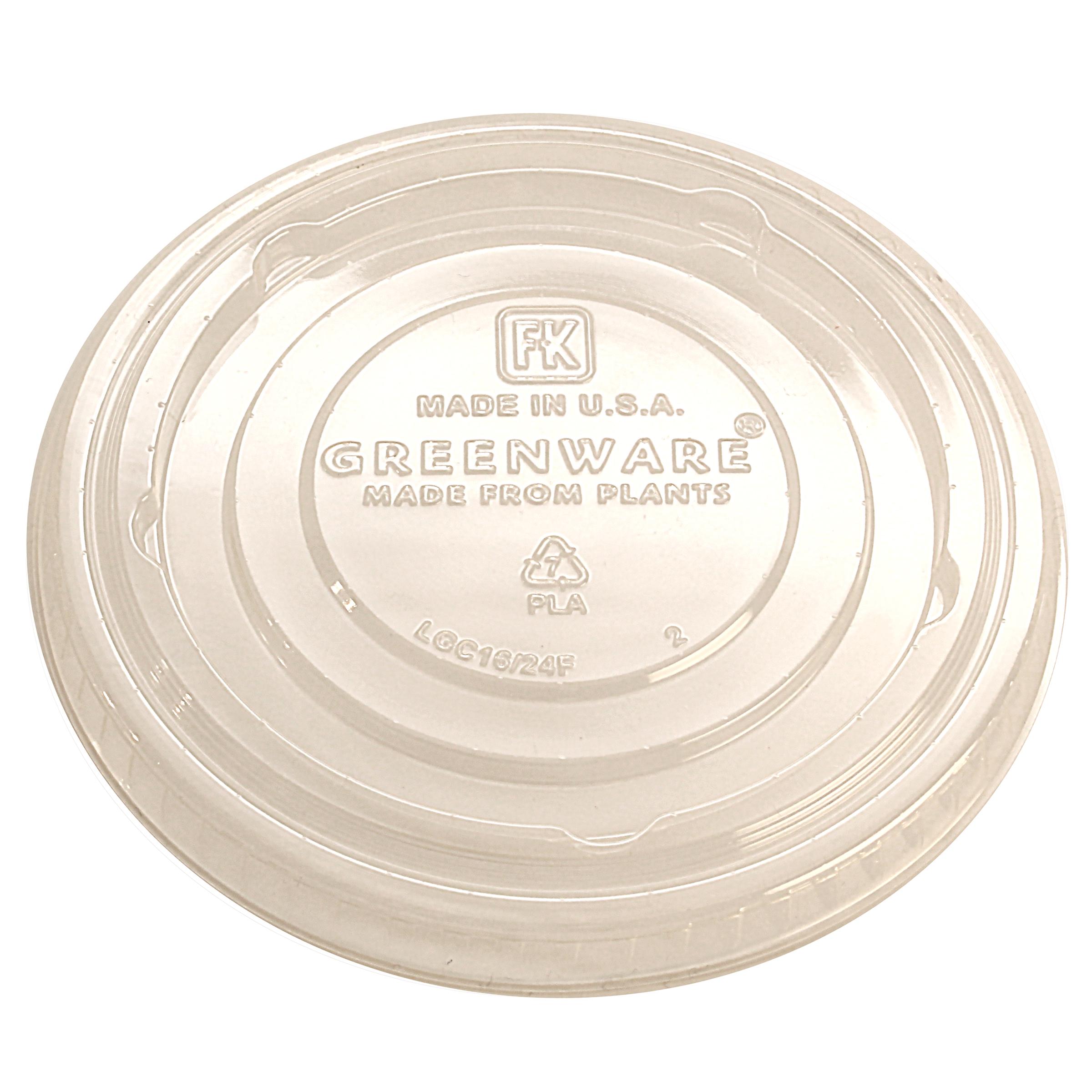 Greenware® Lid Flat 4X0.3 IN PLA Clear For 16-24 OZ Cold Cup No Hole 1000/Case