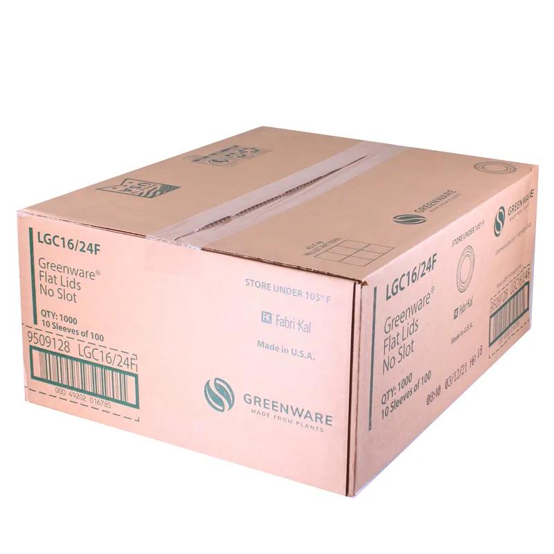 Greenware® Lid Flat 4X0.3 IN PLA Clear For 16-24 OZ Cold Cup No Hole 1000/Case
