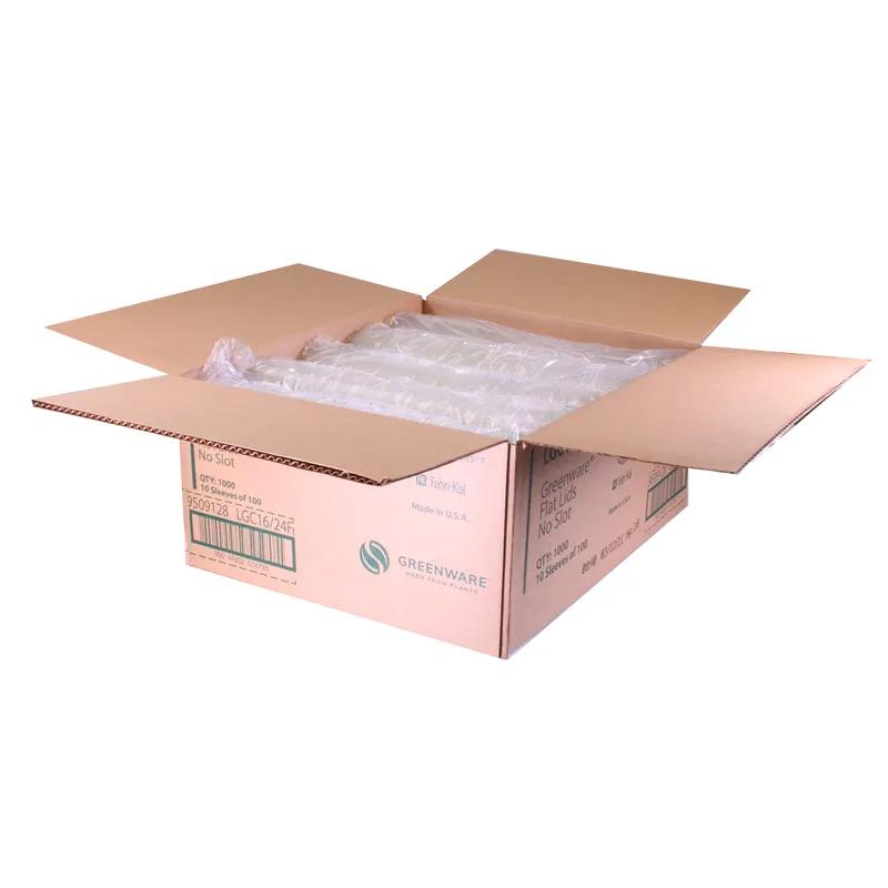 Greenware® Lid Flat 4X0.3 IN PLA Clear For 16-24 OZ Cold Cup No Hole 1000/Case