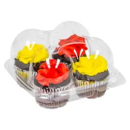 Cupcake Hinged Container With Dome Lid 18X12.5X3.7 IN 4 Compartment PET Clear Square 225/Case