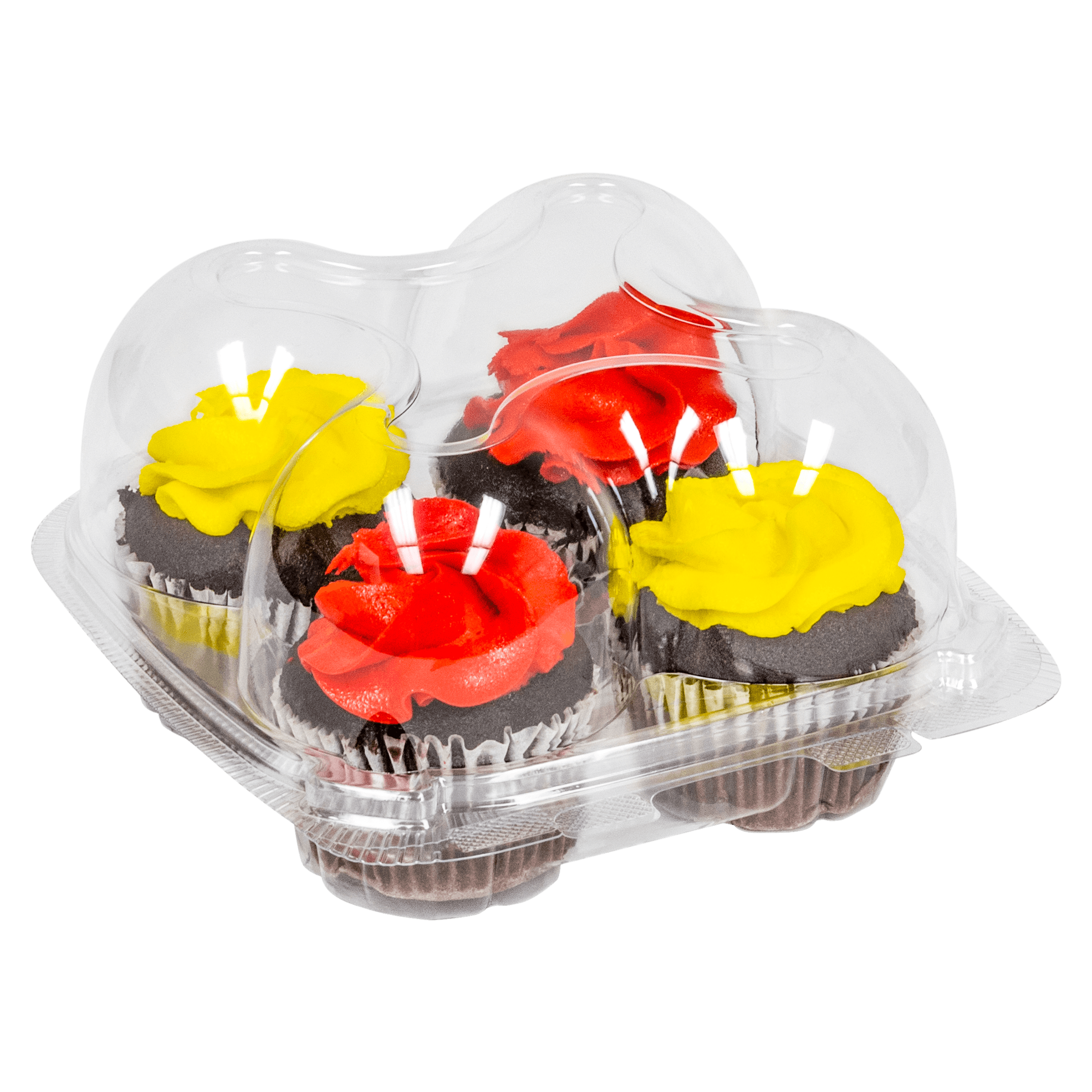 Cupcake Hinged Container With Dome Lid 4 CT 7X6.5X3.75 IN PET Clear 225/Case
