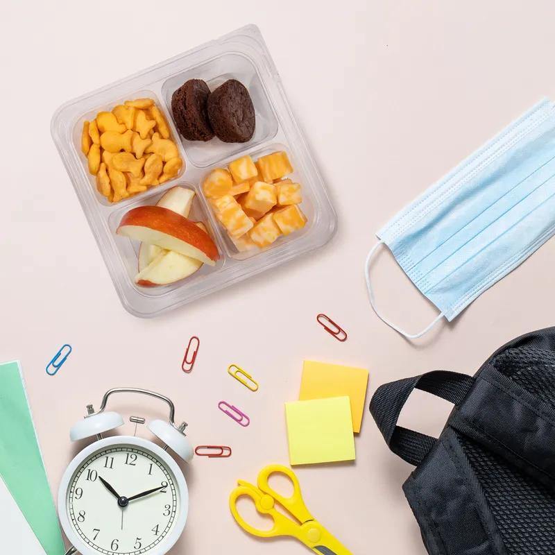 Dart® TamperGuard™ Snack Deli Container Base 14 OZ 4 Compartment PET Clear Tamper-Evident Tamper-Resistant 75 Count/Pack 4 Packs/Case