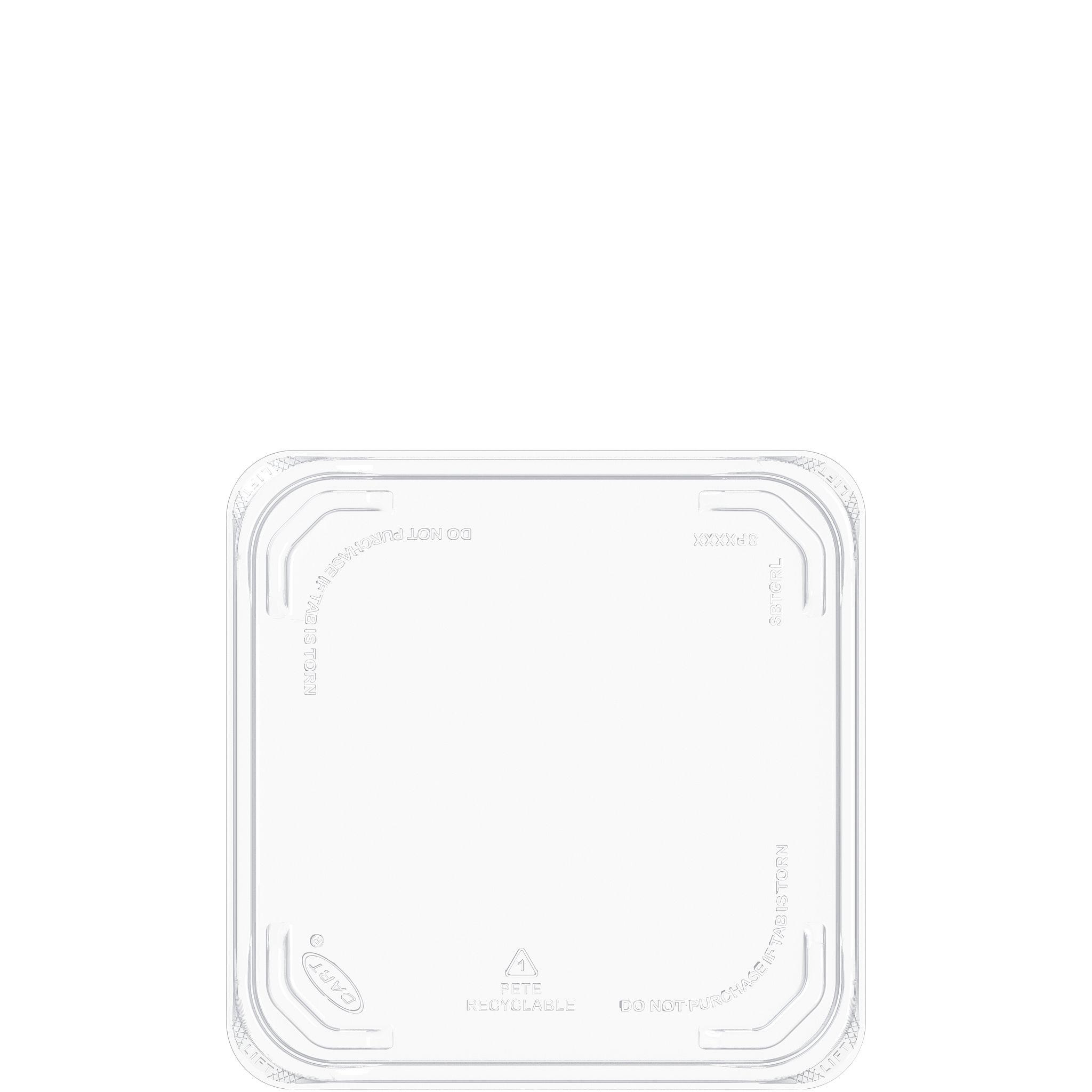 Dart® TamperGuard™ Lid 5.9X5.9X0.4 IN 1 Compartment PET Clear For Snack Container Recessed Tamper-Evident Tamper-Resistant 75 Count/Pack 4 Packs/Case