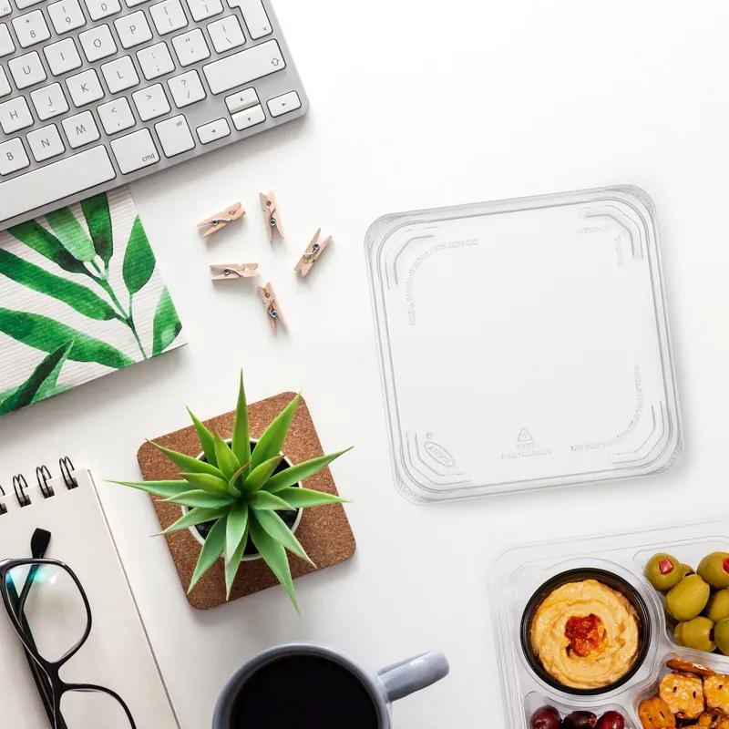 Dart® TamperGuard™ Lid 5.9X5.9X0.4 IN 1 Compartment PET Clear For Snack Container Recessed Tamper-Evident Tamper-Resistant 75 Count/Pack 4 Packs/Case