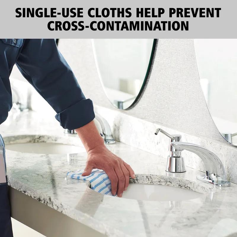 Hygen™ Cleaning Cloth 12X12 IN Microfiber White Blue Disposable 600/Case