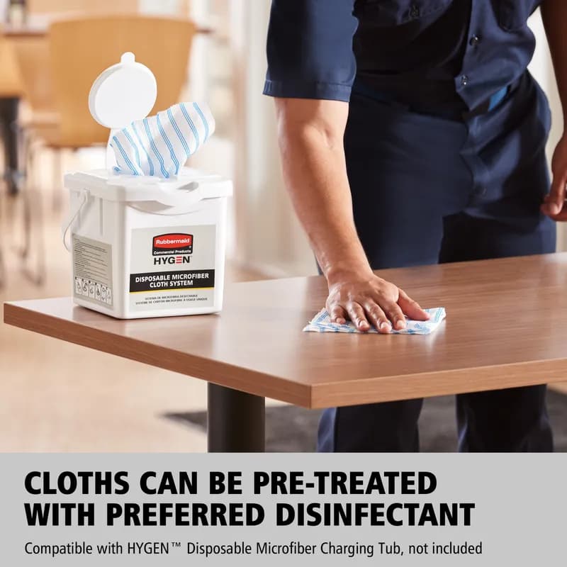 Hygen™ Cleaning Cloth 12X12 IN Microfiber White Blue Disposable 600/Case